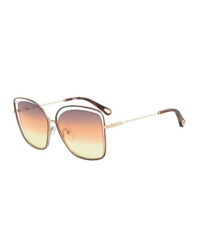 Poppy Cutout Metal Square Sunglasses